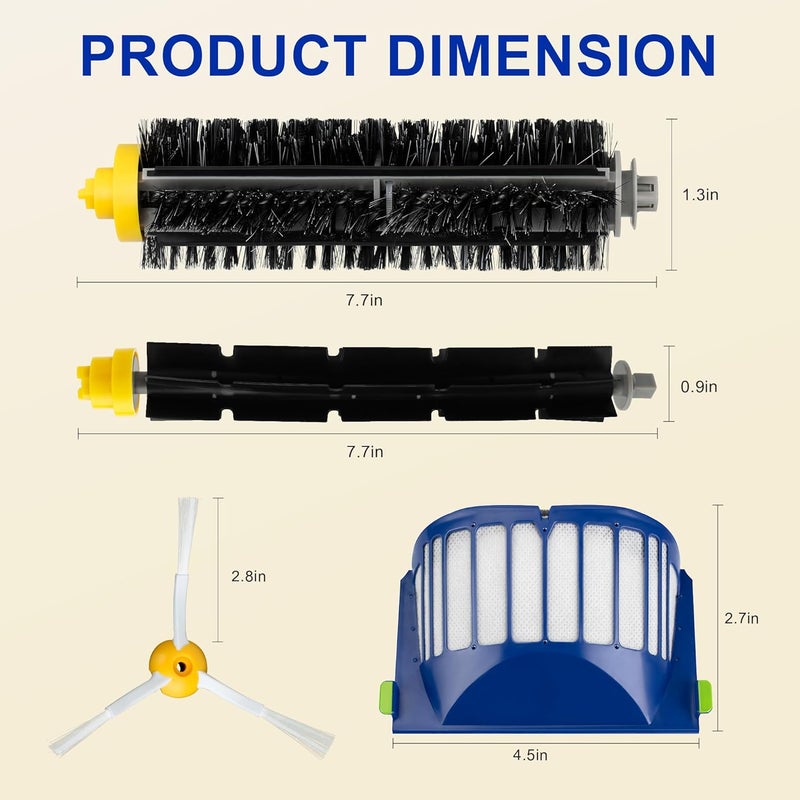 Funmit Parts Replacement for Roomba 500 600 Series 595 585 564 690 692 694 Vacuum Cleaner Accessories- Includes 6 Filter, 6 Side Brush and 3 Bristle Brush - Image 3